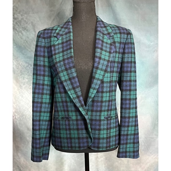 Pendleton Jackets & Blazers - Pendleton Women's Wool Blazer Black Watch Tartan Green Blue Plaid‎ Career Office